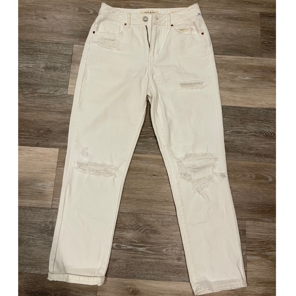 Womens Pacsun White Ripped Jeans Mom Jeans Size 24 Like New Pants Party